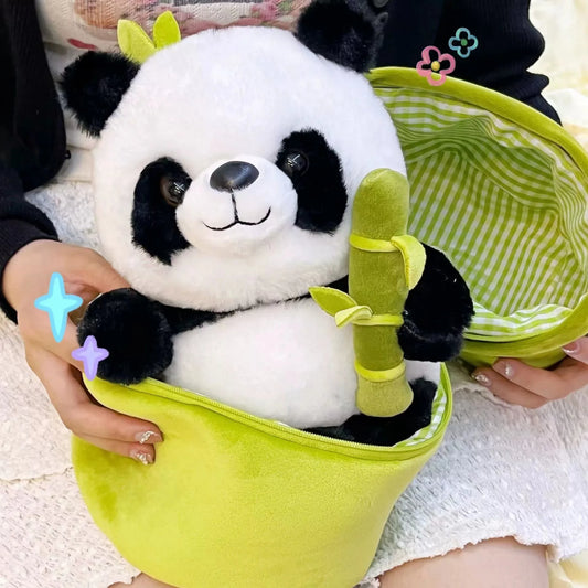 Cobertor de Bambu com Pandas de Pelúcia